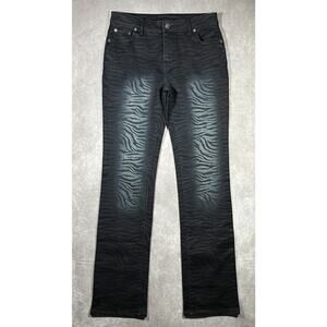 Alberto Malaki Women’s Black Denim Jeans Tiger Stripes Size 4